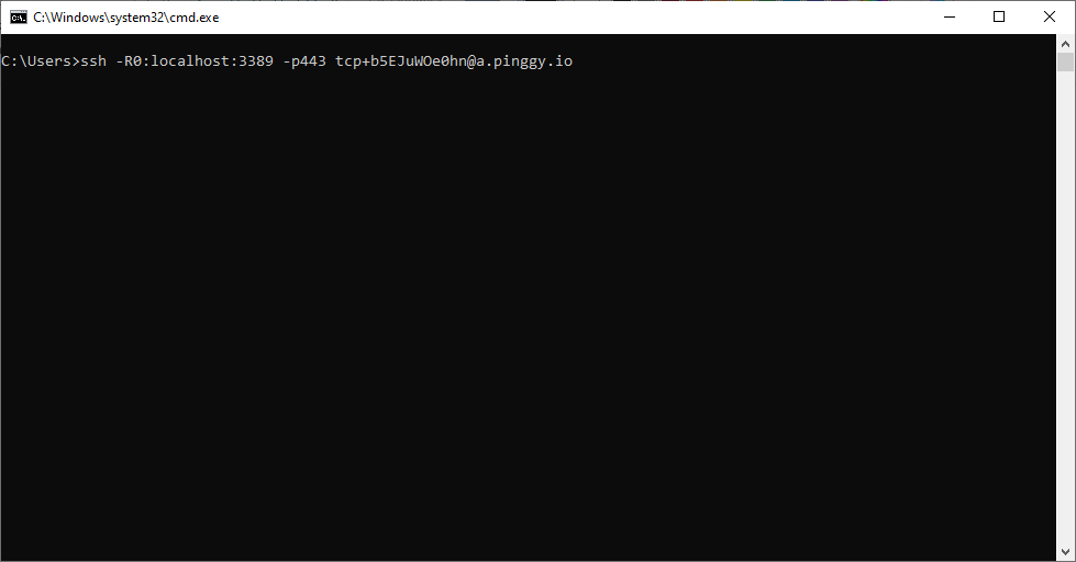 Firing the SSH command to create tcp tunnel