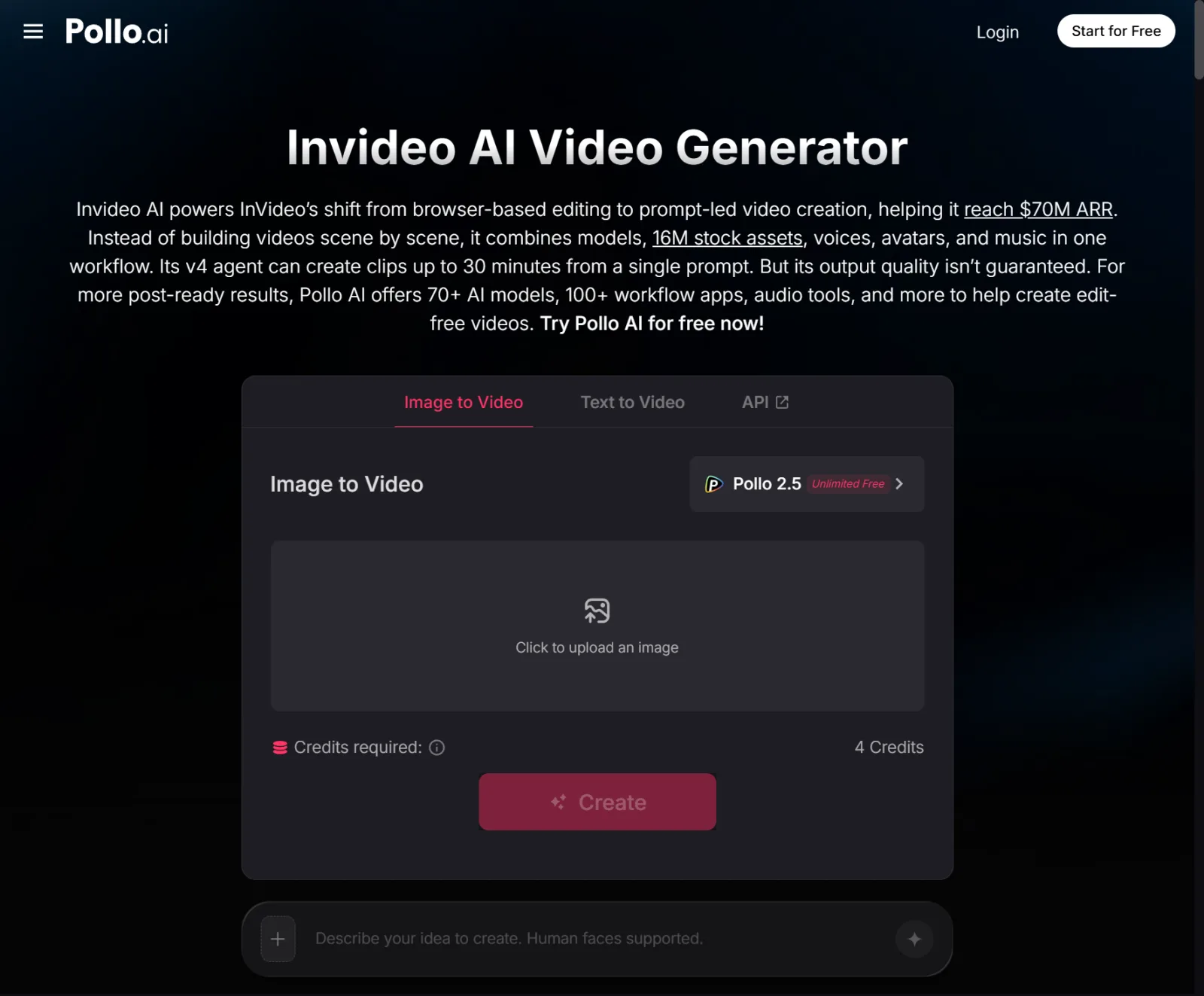 InVideo AI video generator inside Pollo AI