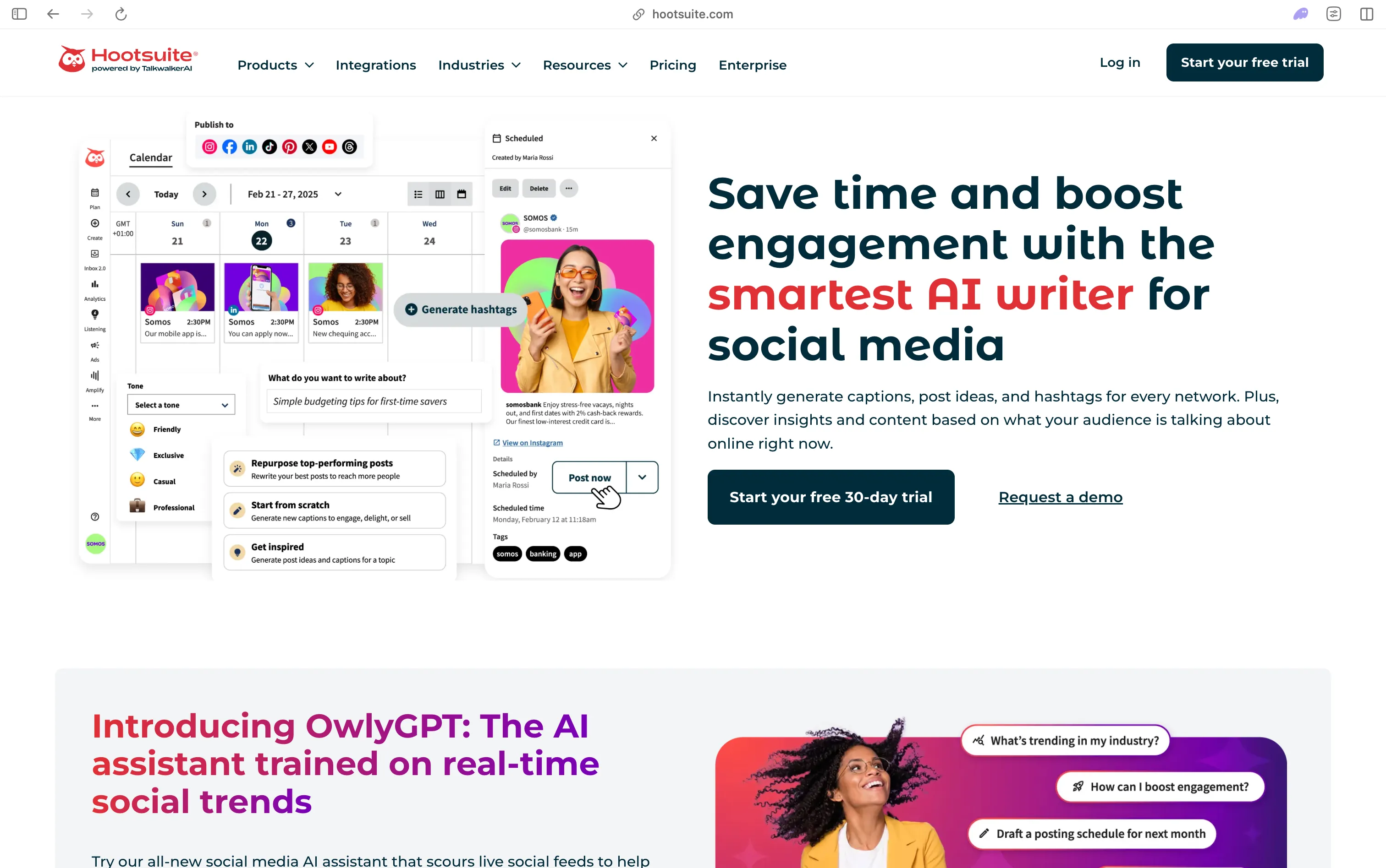 Hootsuite OwlyWriter AI social management