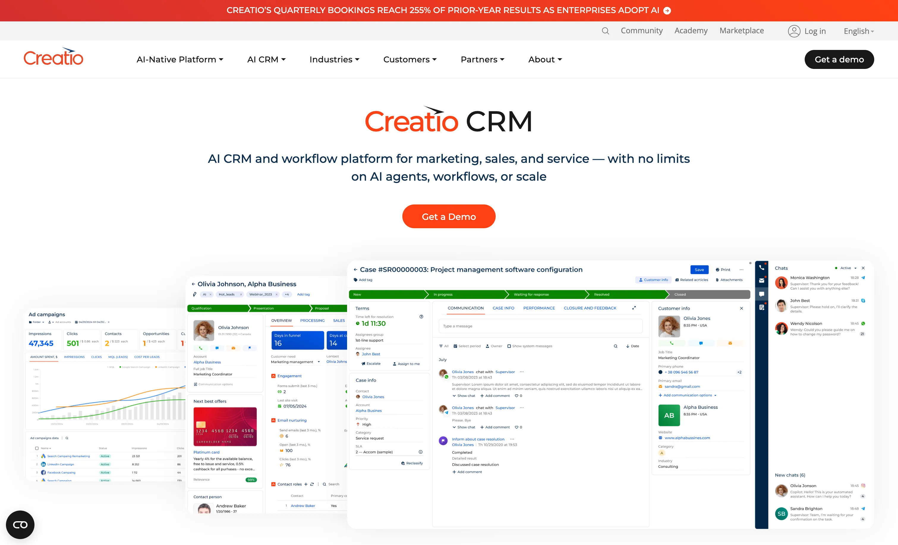 Creatio AI CRM and Workflow Platform
