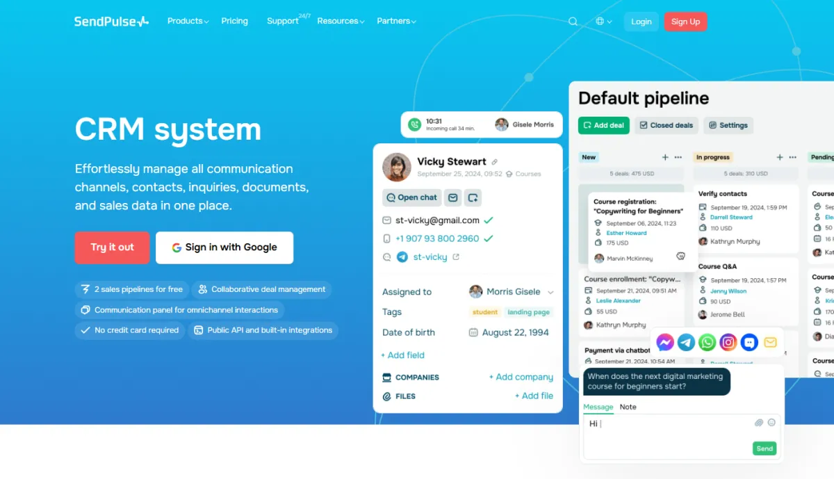 SendPulse AI Marketing Platform with a Built-In CRM