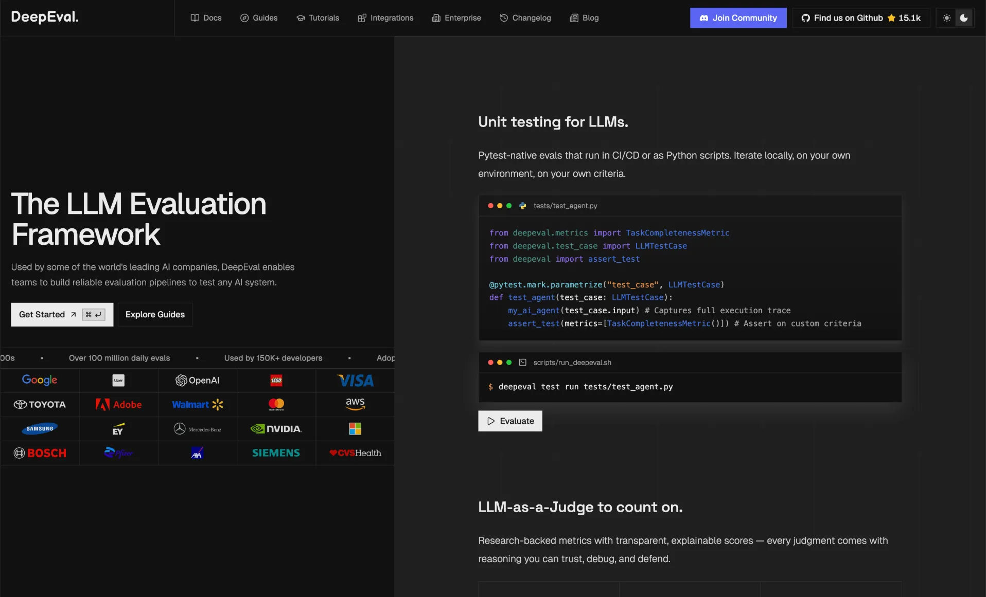 DeepEval evaluation harness interface