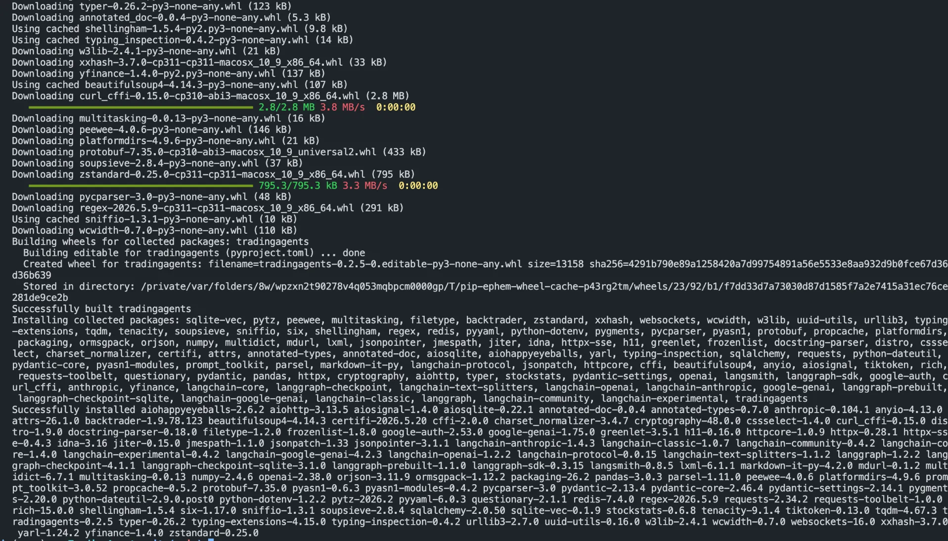TradingAgents environment configuration
