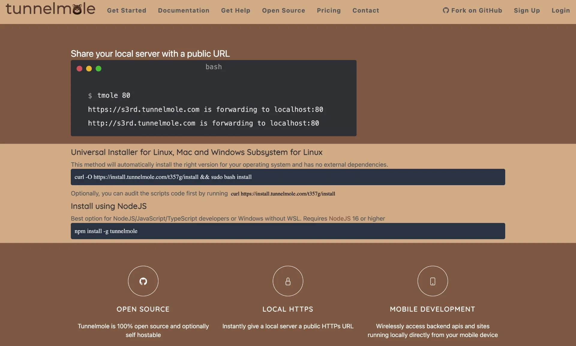 Tunnelmole screenshot