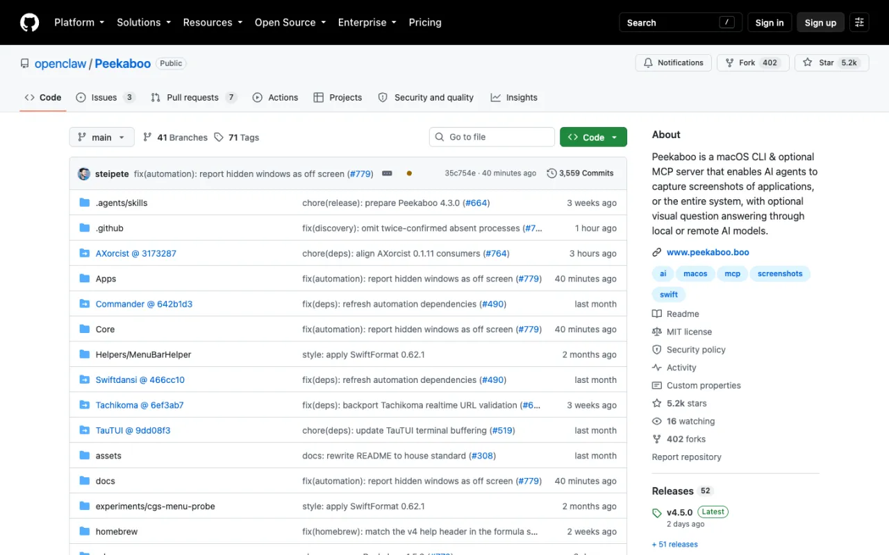peekaboo macos mcp server github repository