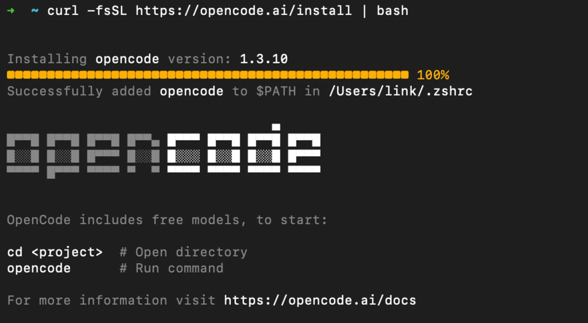 install opencode