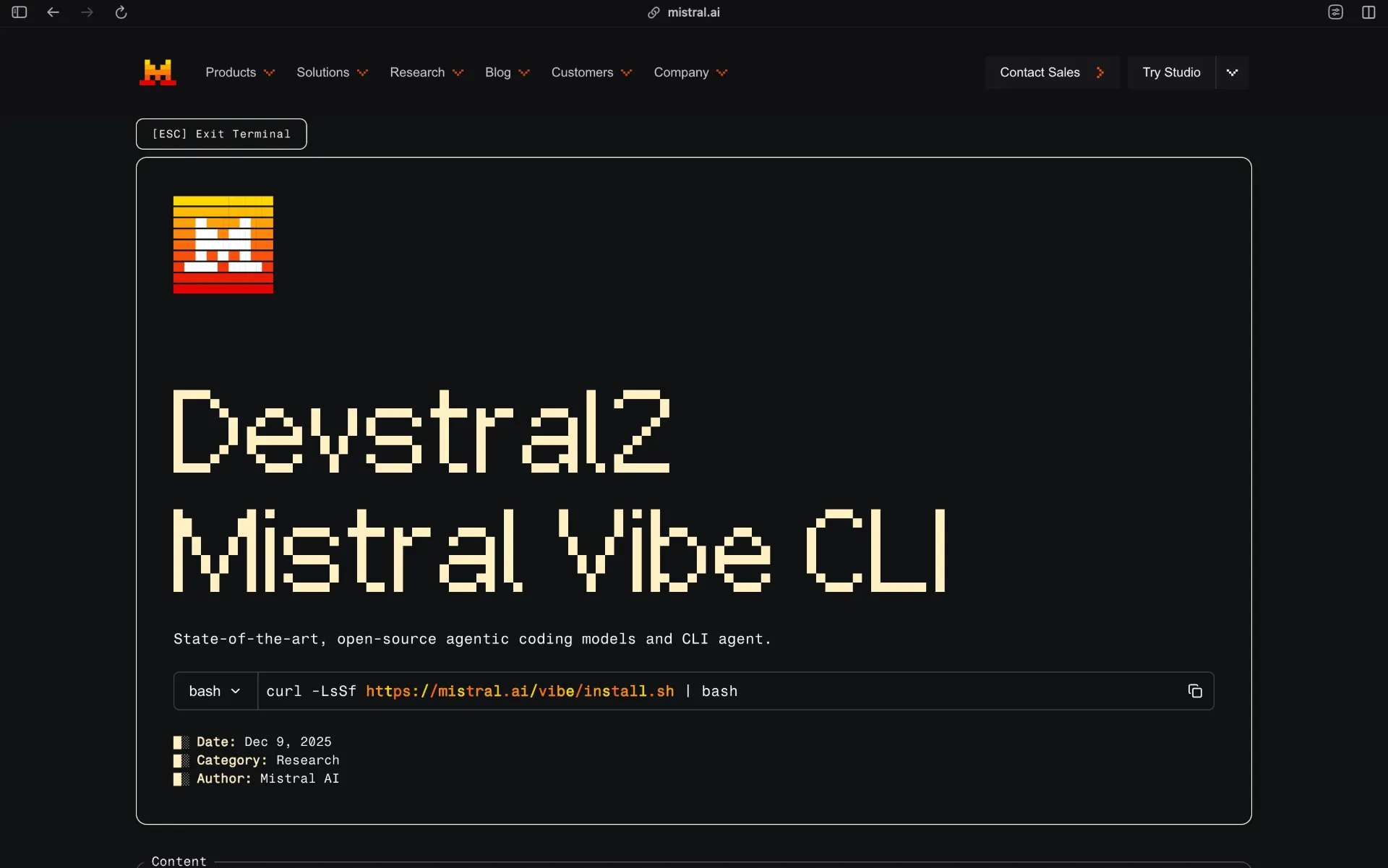 Devstral 2 Open Source LLM by Mistral AI