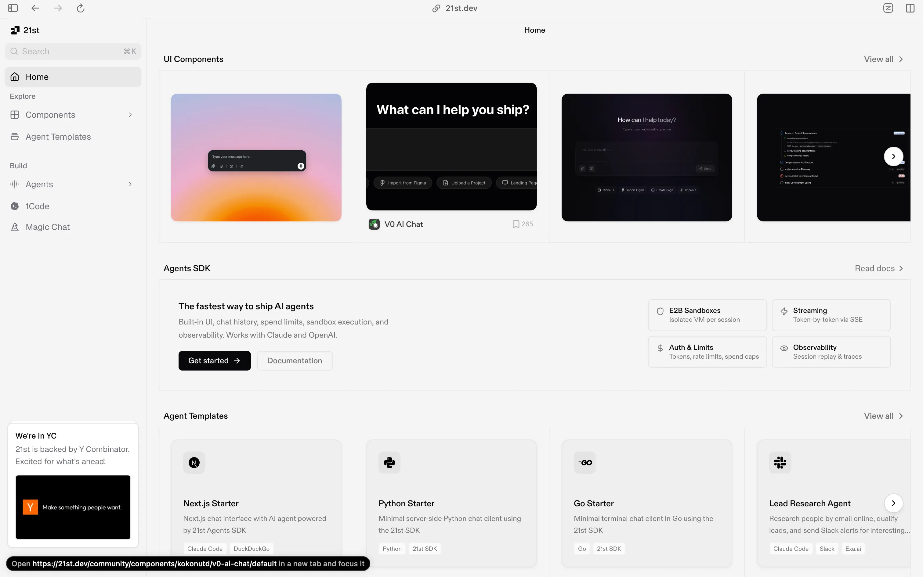 21st.dev prompt anchor library for frontend generation