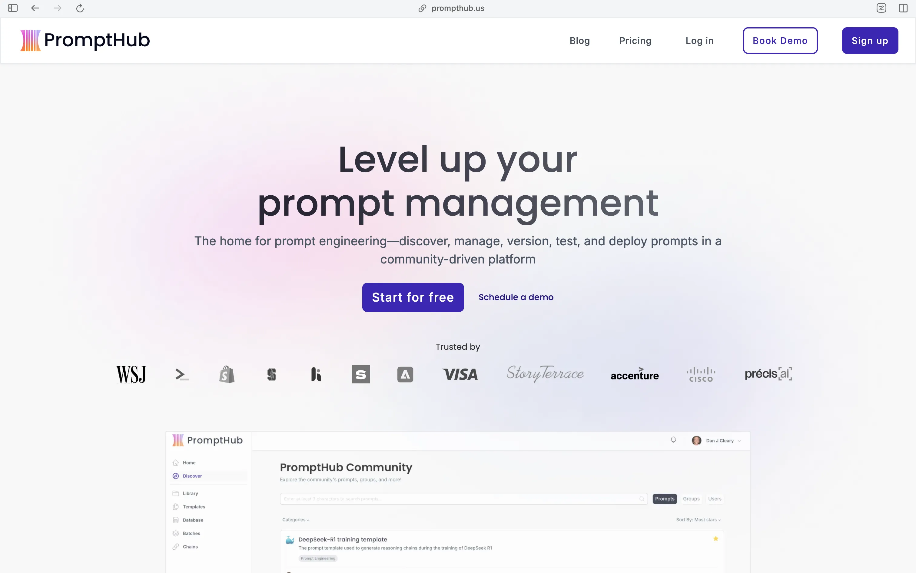 PromptHub community prompt library for developers