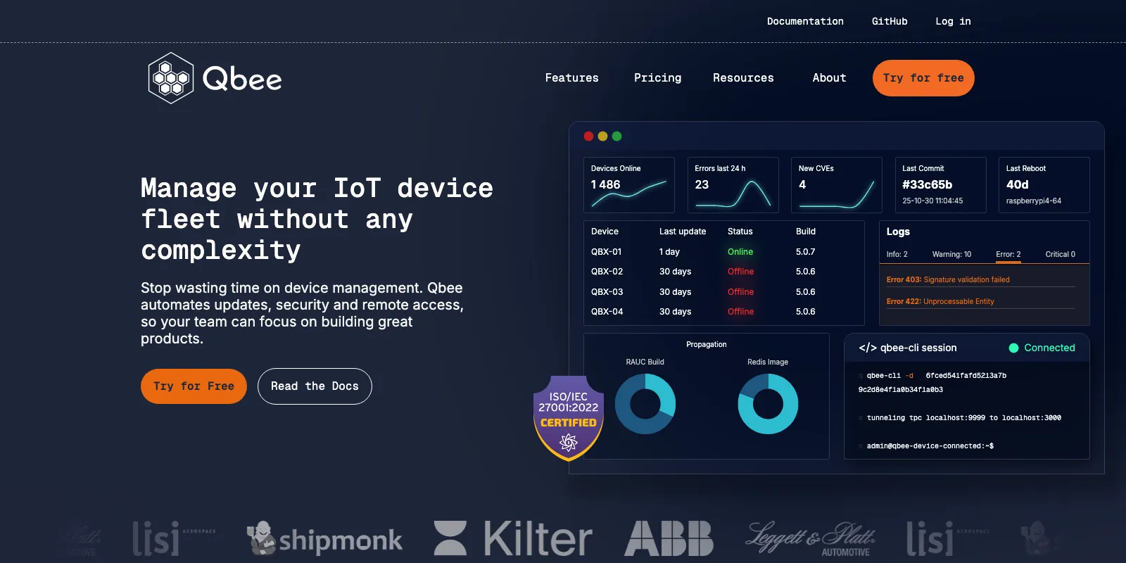 qbee.io IoT device fleet management dashboard