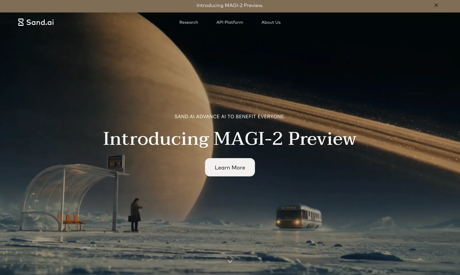 Sand.ai website introducing MAGI-2 Preview