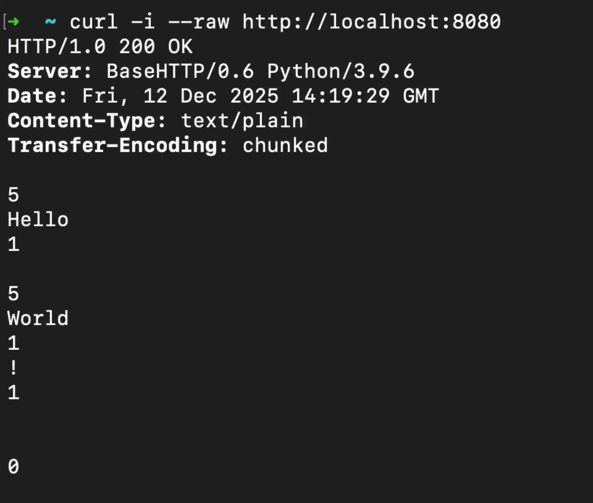 Python Server with Chunked Encoding Output
