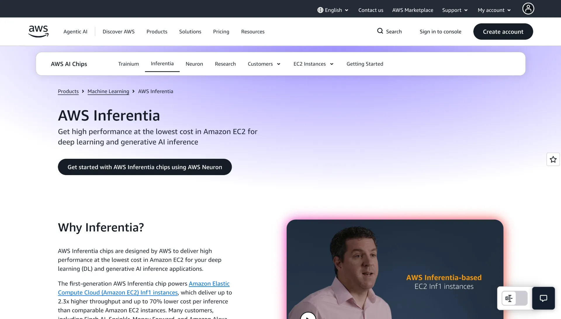 AWS Inferentia AI inference hardware