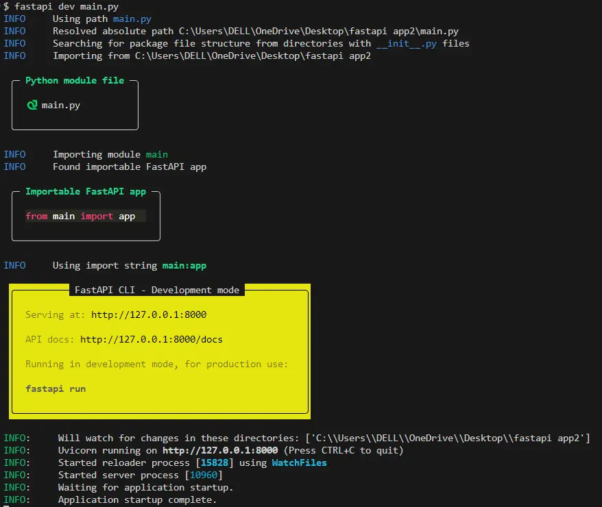 Run fastapi dev command