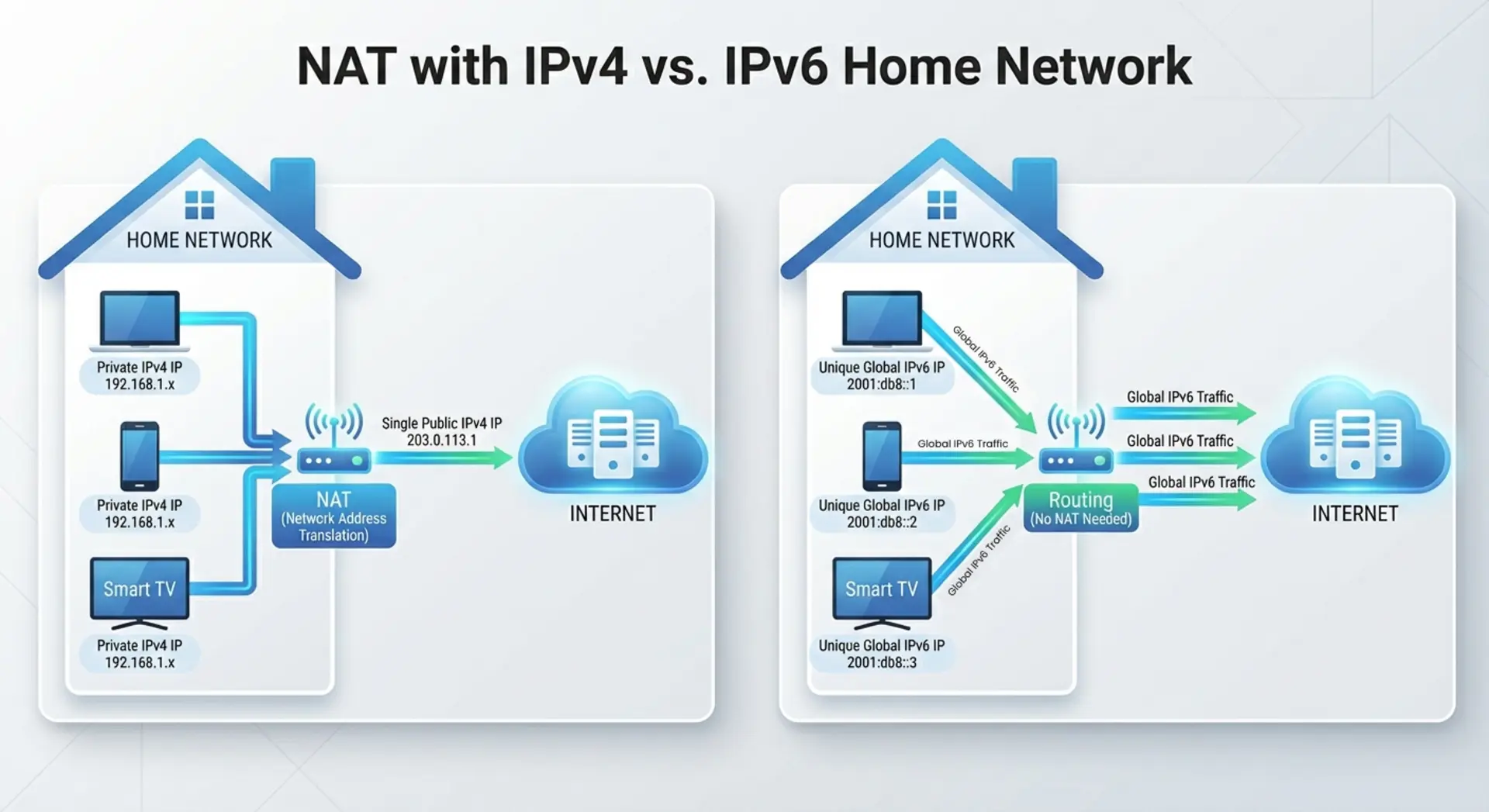 NAT vs IPv4 and IPv6