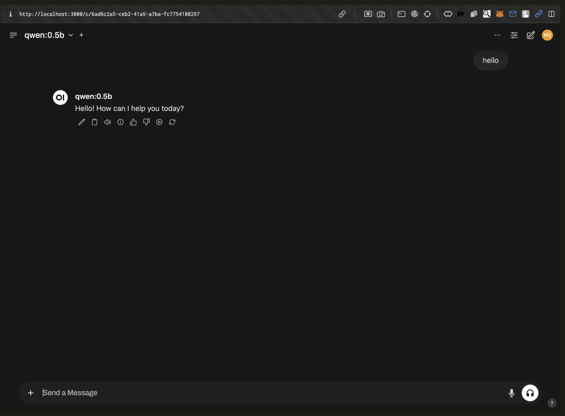 Open WebUI running on localhost