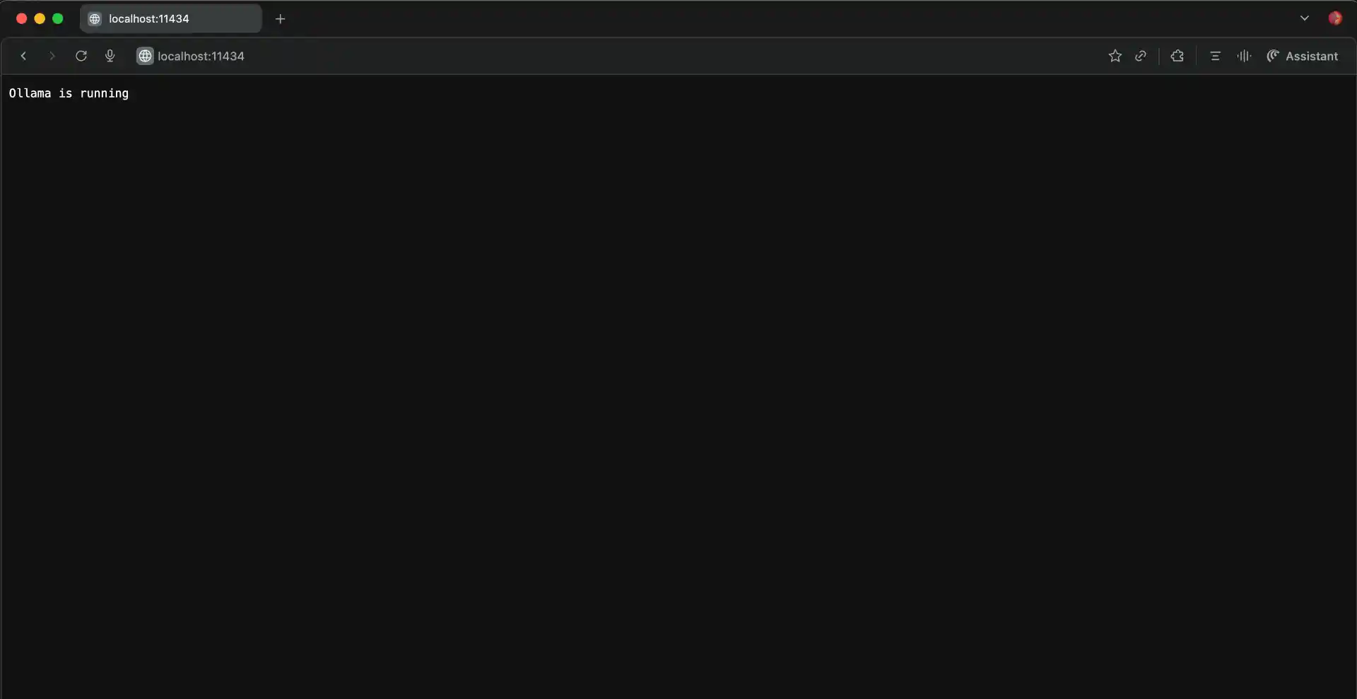 Ollama is running on port 11434