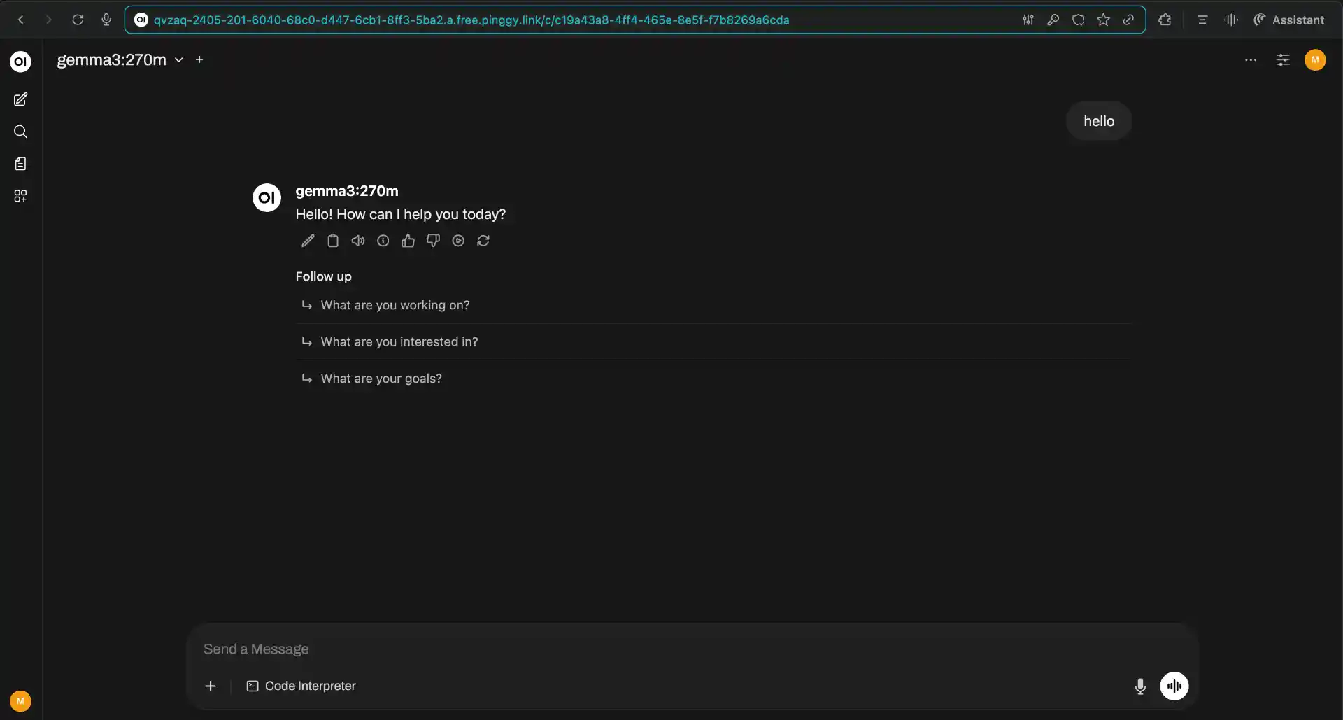 Open WebUI on Pinggy URL