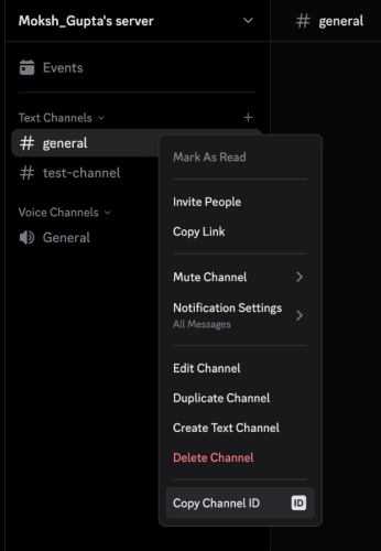 Copy channel ID