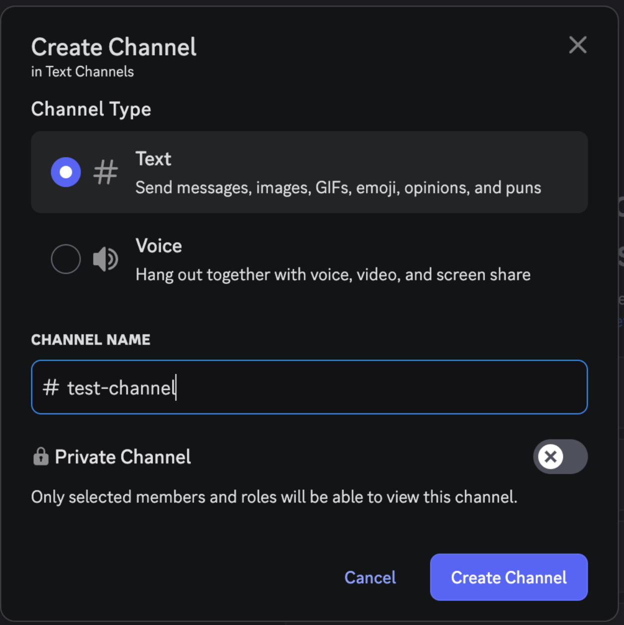 Create a new channel