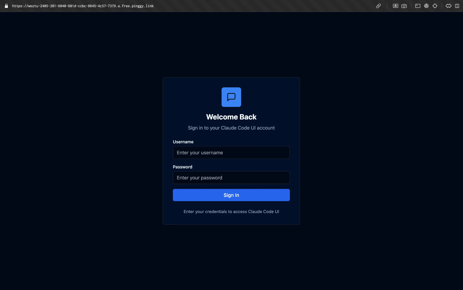 Claude Code UI Accessible via Pinggy Public URL