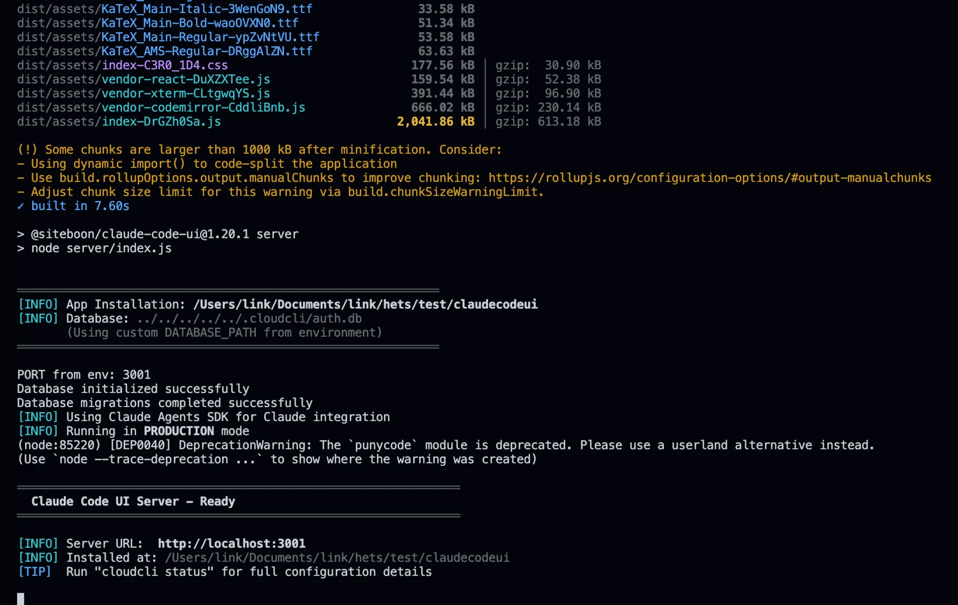 Starting Claude Code UI Server