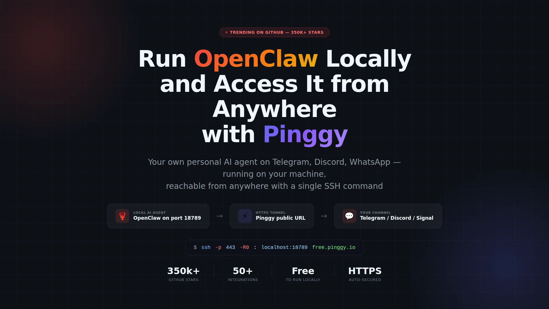 Run OpenClaw locally and access it from anywhere with Pinggy