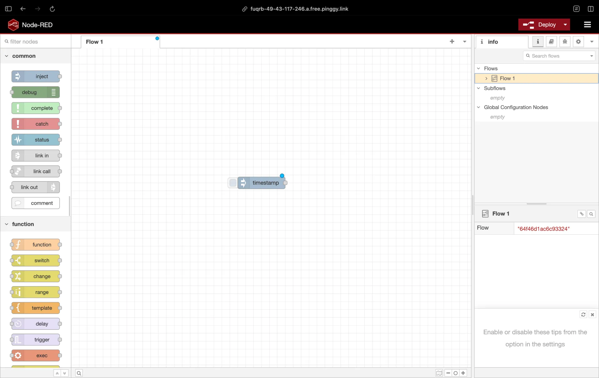 Node-RED Accessible via Pinggy URL