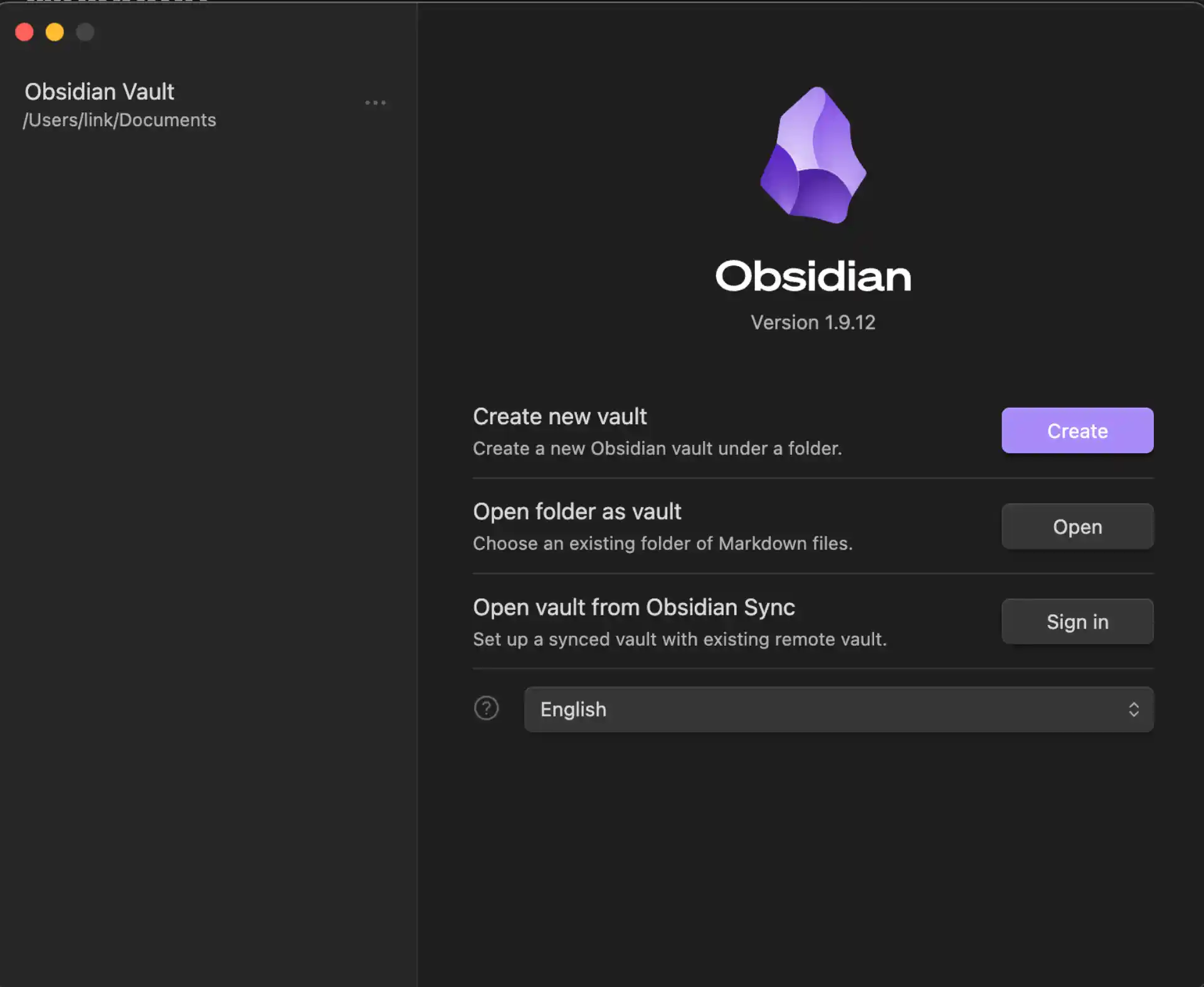 Create a new Obsidian vault