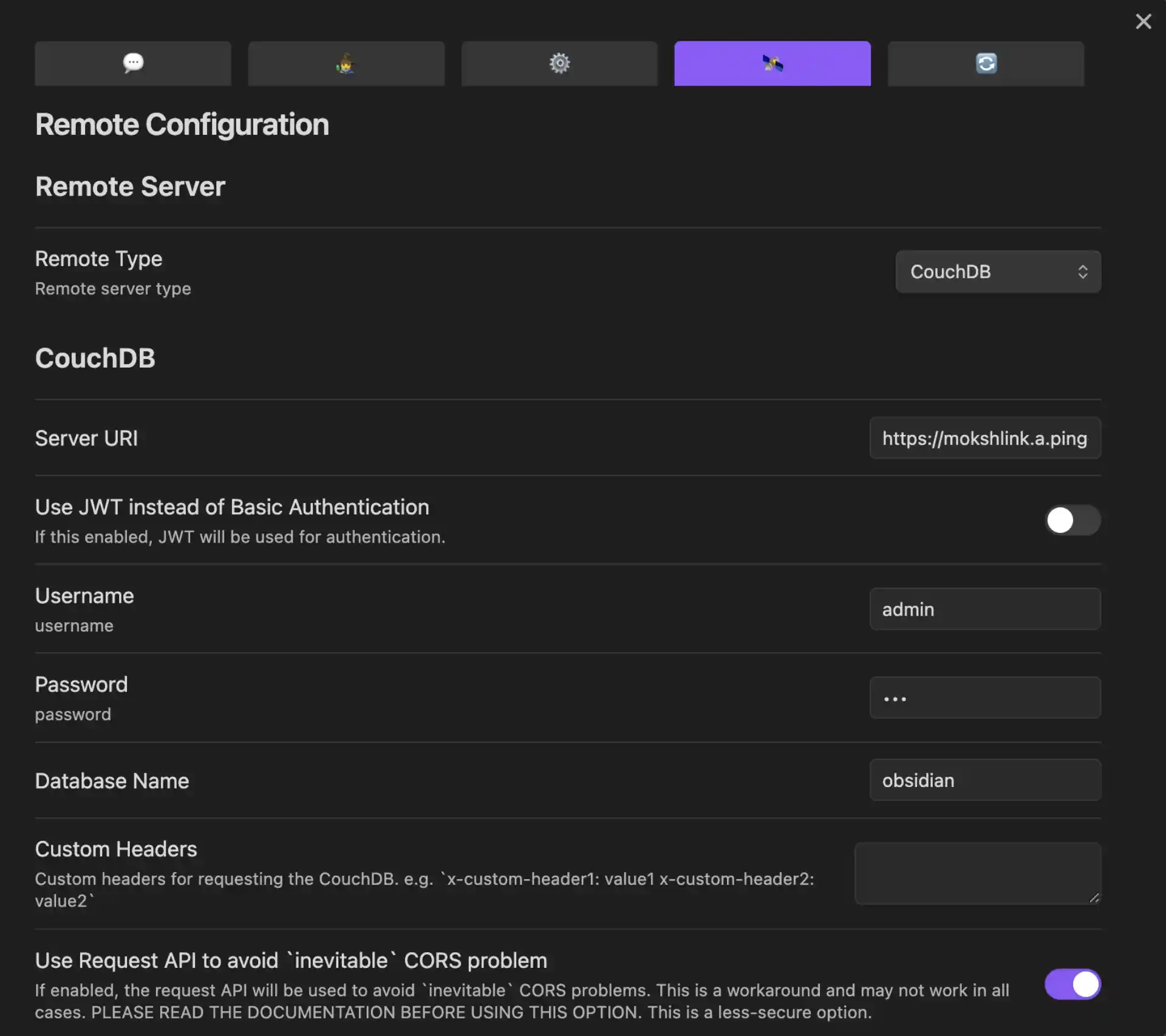 LiveSync server URL configuration