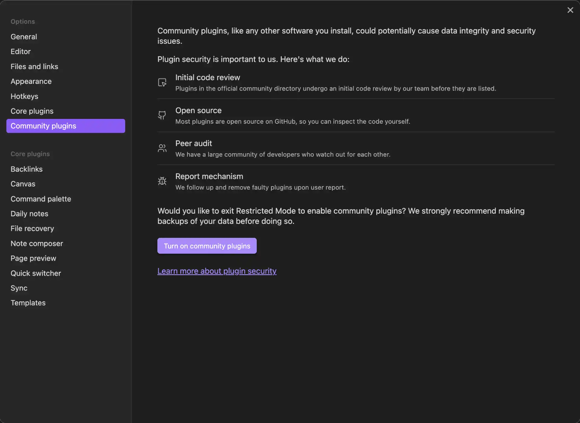 Turn on community plugins