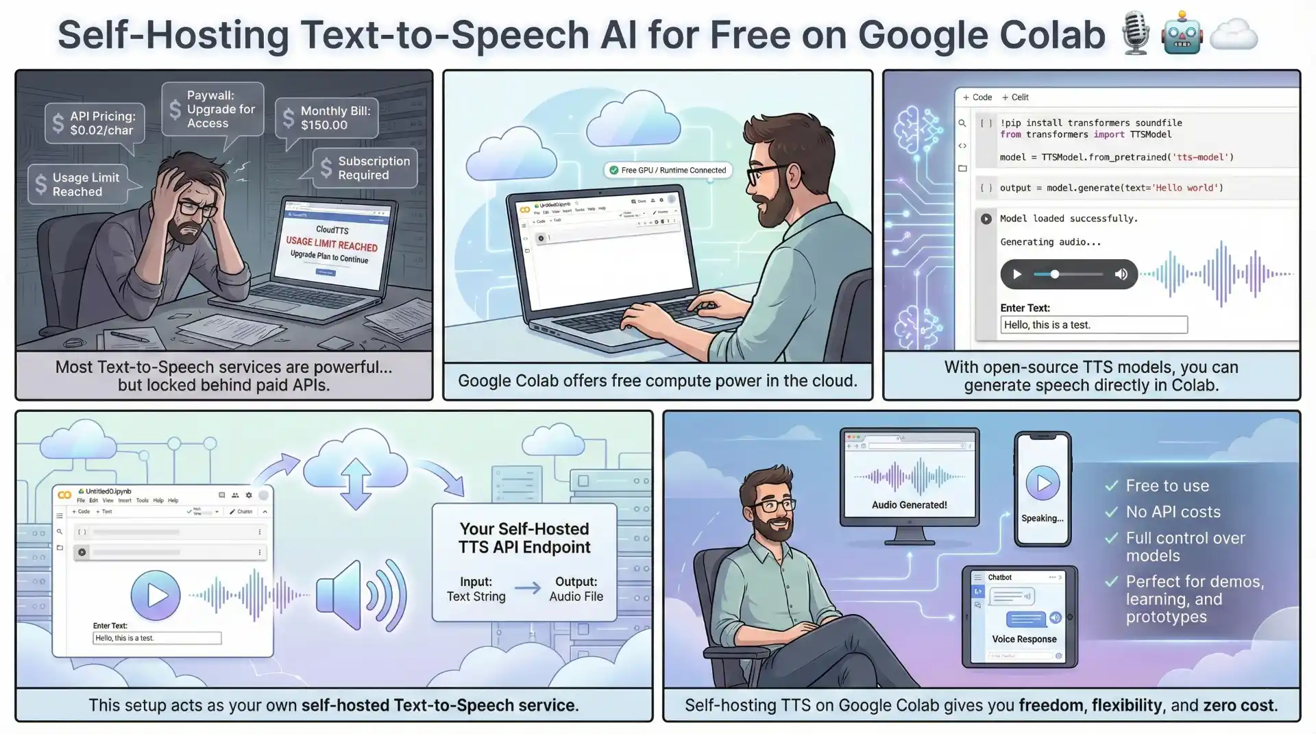 Self-Hosting Text-to-Speech AI for Free on Google Colab