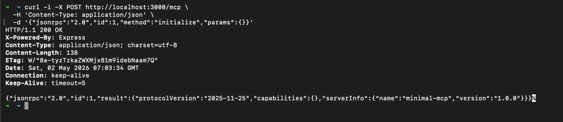 Testing MCP server with curl locally