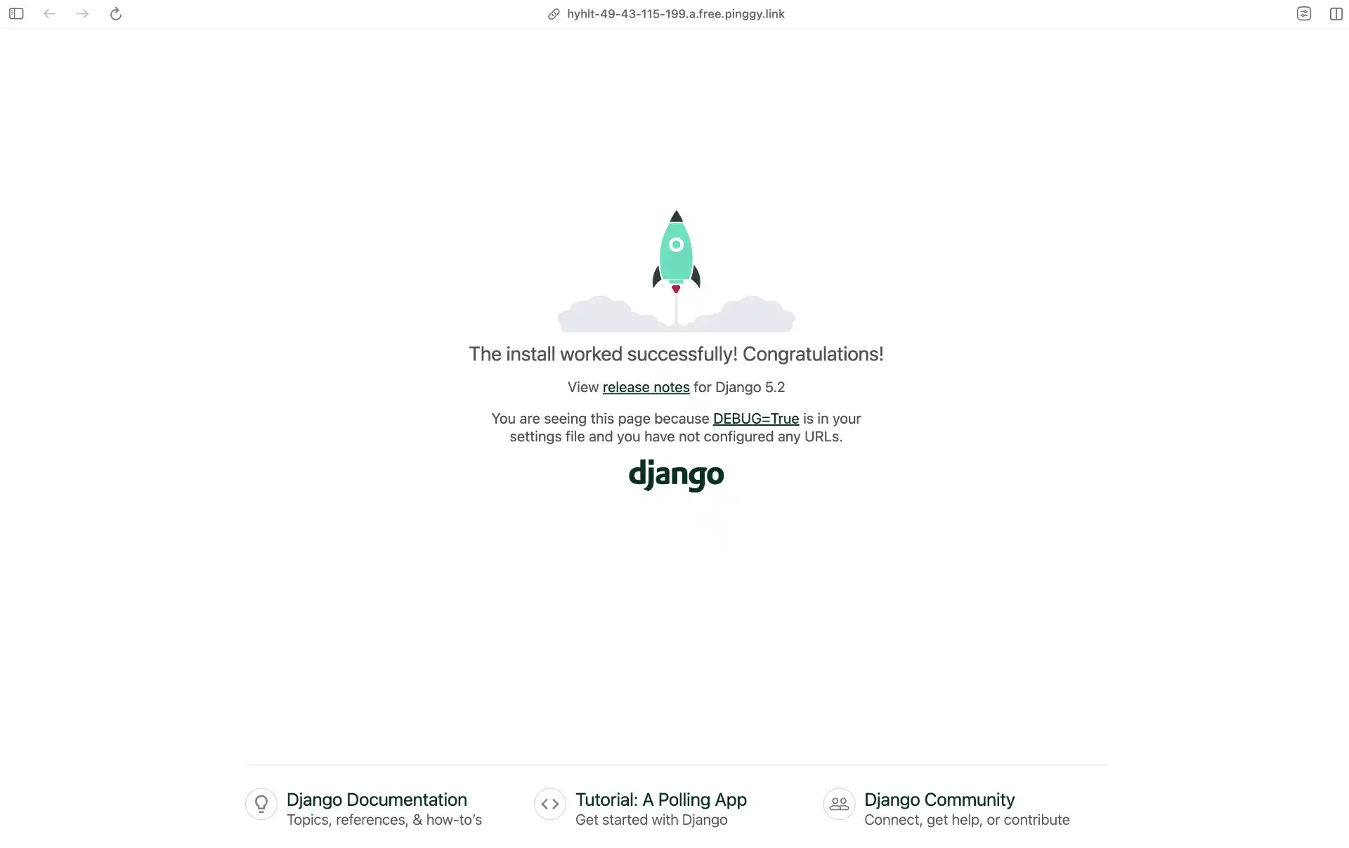 Django Running on Pinggy Public URL
