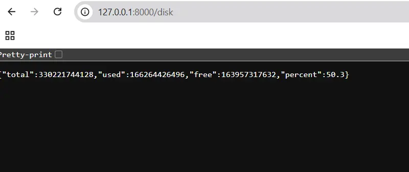 FastAPI application to monitor Disk metrices