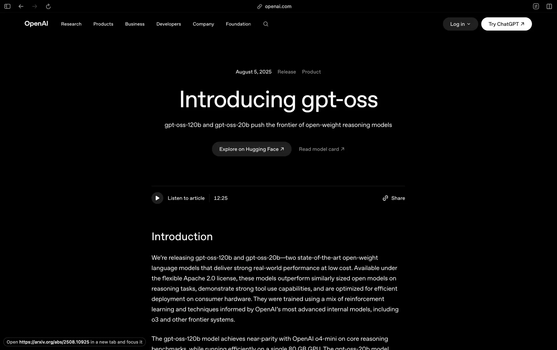 OpenAI GPT-OSS models