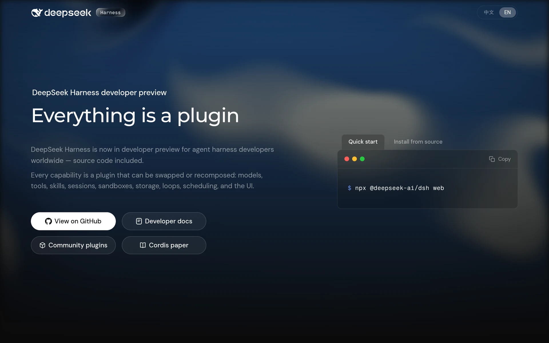 deepseek harness developer preview homepage