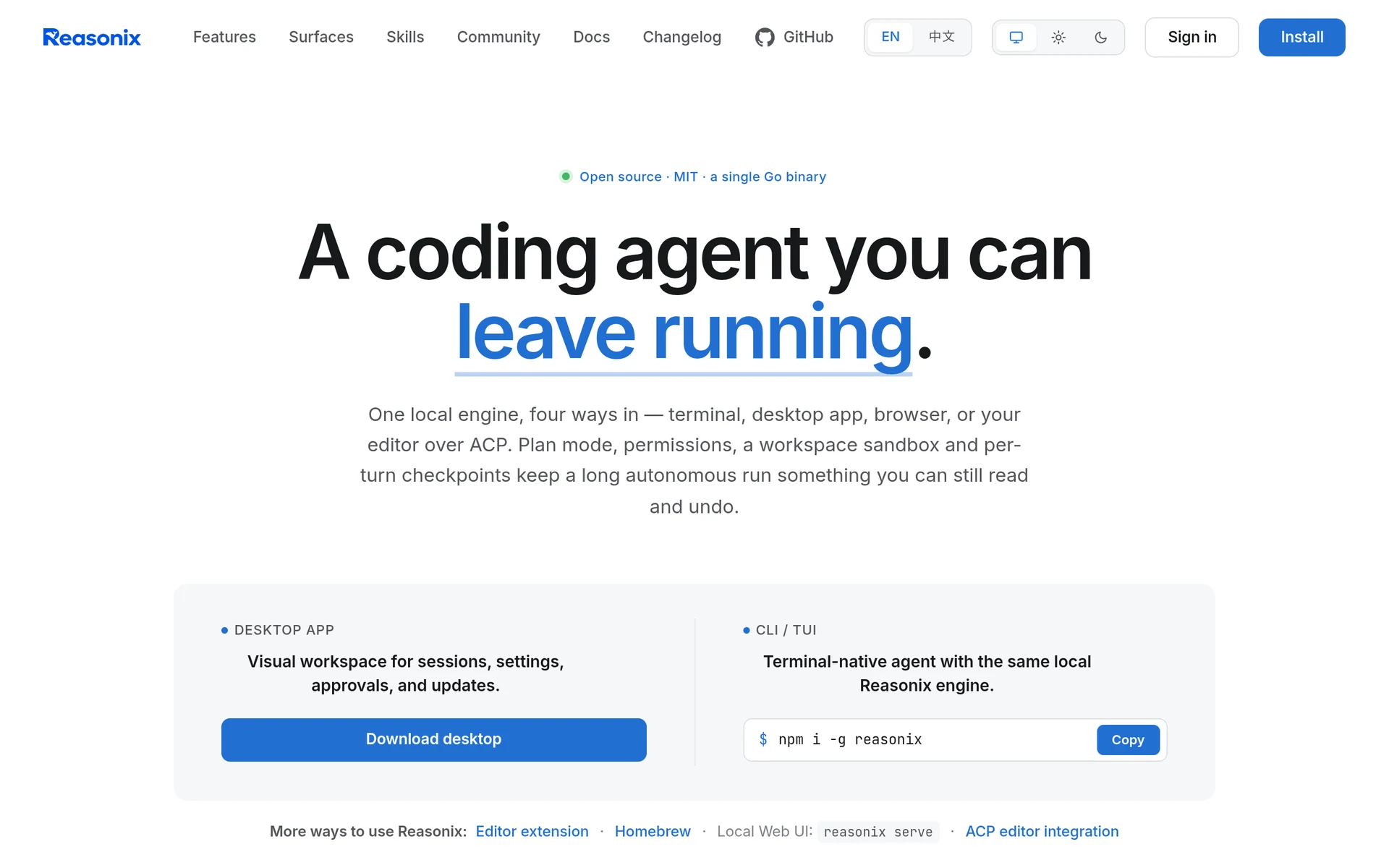 reasonix cli homepage