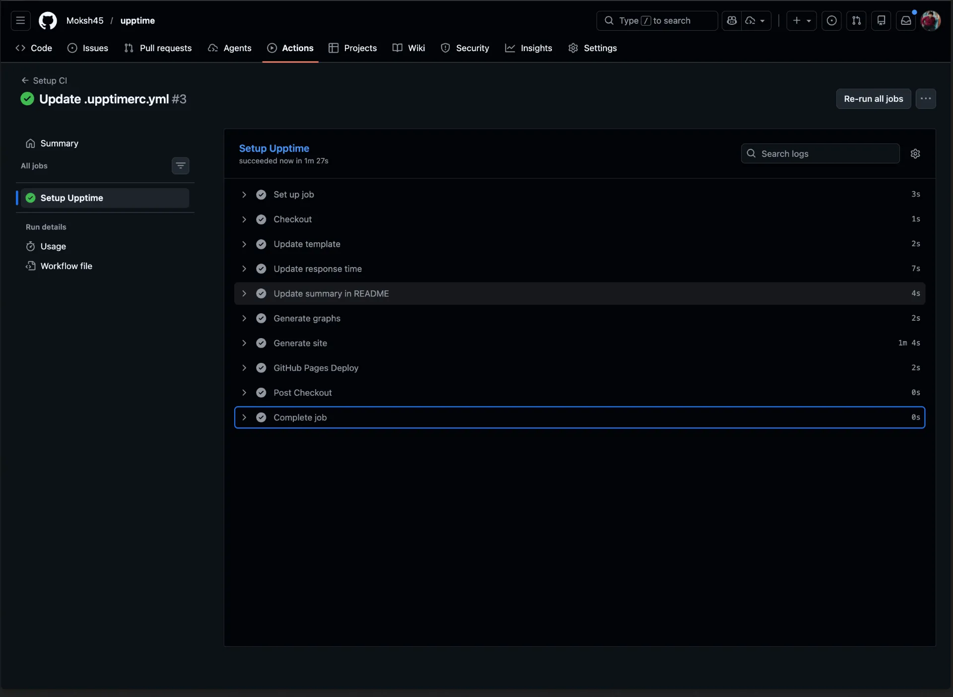 Uptime CI workflow completed successfully